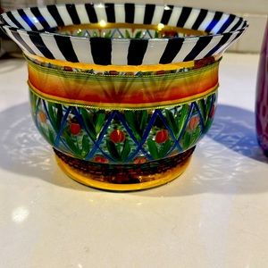 Mackenzie & Childs multi-colored glass bowl. Collector’s item!